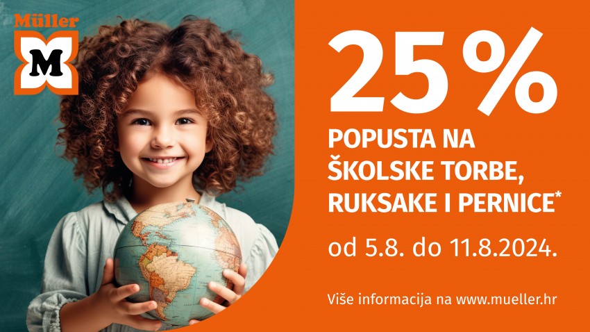 MULLEROVA AKCIJA NA ŠKOLSKE RUKSAKE, TORBE I PERNICE