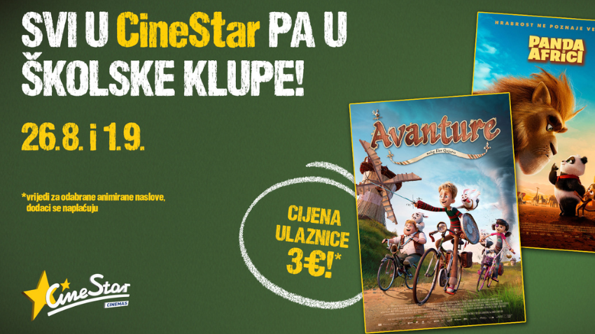 CIJENE ULAZNICA U KINU CINESTAR OD SAMO 3€