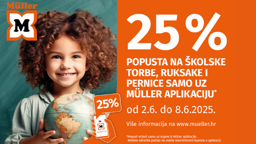 Müller: 25% na školske torbe, ruksake i pernice